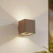 Lucande LED-utomhusvägglampa Aaron, brun, IP54, upp/ner