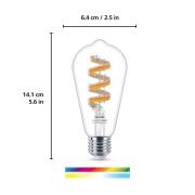 WiZ ST64 LED-filamentlampa WiFi E27 6,3W RGBW