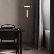 Trio Lighting LED-golvlampa Celeste krom/trä 160 cm glas/metall Touchd...