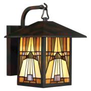 QUOIZEL Inglenook utomhusvägglampa, färgat glas, H 31,4 cm