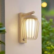 Lucande utomhusvägglampa Chandan, 30cm, beige, sensor, IP44