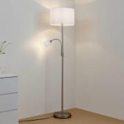 Lindby golvlampa Jaileen, vit, textil, 170 cm, läslampa
