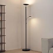 Lindby LED-golvlampa Malea, svart, läslampa, dimbar