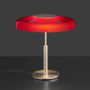 Oluce LED-bordslampa Dora, guldfärgad, röd, metall, PMMA