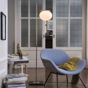 Oluce golvlampa Alba, brons, vit, 1 lampa, glas, metall