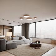 TEMAR LIGHTING Taklampa Cleo DR800, ek, Ø 80 cm, 6 lampor, E27