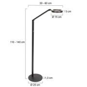 Steinhauer LED-golvlampa Ringlux, svart, metall, justerbar