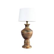 PR Home Bordslampa Alma, vit/brun, höjd 69 cm, trä/tyg