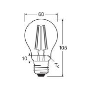 OSRAM LED-lampa traditioneller glödlampa Filament E27 7W 827 6-pack