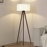 Lindby golvlampa Charlia, vit, valnöt, höjd 150 cm