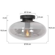 Steinhauer Reflexion taklampa, Ø 30 cm, glas, svart/rökgrå