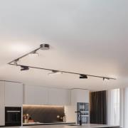 Lindby Lumaro skensystem, spårväxel, 6 lampor, svart, 48V, dimbar