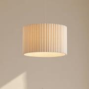 Lindby Hänglampa Libbie, Ø 45 cm, linne, krämfärgad