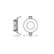 OSRAM LED-takinbyggnadslampa SLIM, Ø 9 cm, 3 000 K, vit