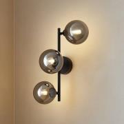 Lindby vägglampa Orbelia, svart, 3 lampor, glas, G9