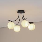 EMIBIG LIGHTING Taklampa Boston, svart/opal, 4 lampor