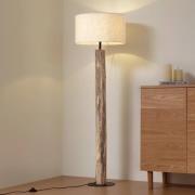 Lucande golvlampa Jorvan, krämvit, eukalyptus, linne
