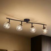 Lindby Valentina taklampa, grå/svart, 4 lampor, glas