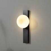 Lindby vägglampa Tavrik, svart/vit, höjd 30 cm, glas