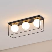 SIGMA Taklampa Aroma, 3 lampor, svart/vit/guld, stål