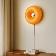 Lindby LED-bord-/vägglampa Fjora, orange/krom, Ø30cm, dimbar.