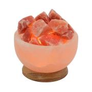 Wagner Life Saltkristallampa Skål rund, träsockel, bärnsten