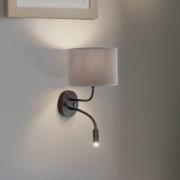 Duolla Vägglampa Roller, sammet grå, svart, med läslampa