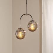 Lucea Portemo hänglampa, rökgrå/nickel, Ø 37 cm, 2 lampor glas