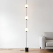 Lucande LED-golvlampa Sphere, svart/opal, glas, dimbar