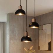 EMIBIG LIGHTING Seco pendellampa, Ø 30 cm, svart, metall/trä, 3 lampor...