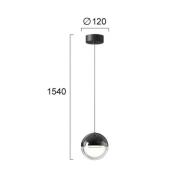 Viokef LED-pendellampa Zirea, svart/kromfärgad, Ø 12 cm, metall