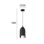 Viokef Hänglampa Fedora, Ø 22 cm, svart, metall/glas