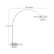 Steinhauer LED-båglampa Ringlux, stålfärgad, metall, CCT, dimmer