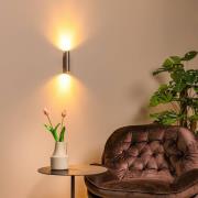 Lucide Spotlight till vägg Dupla, grå, höjd 18 cm, metall, 2 lampor