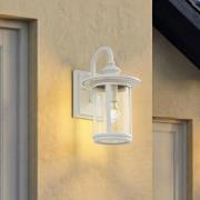 Lindby utomhusvägglampa Zayn, vit, glas, höjd 33 cm, IP23