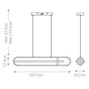 Quintiesse LED-hänglampa DENMARK, matt svart, längd 107 cm, metall