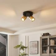 Freelight Razza takspotlight, svart/guld, Ø 26,5 cm, 2-ljus.