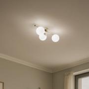 Domiluce Taklampa Drum, guldfärgad, 3 lampor, glas, längd 46 cm