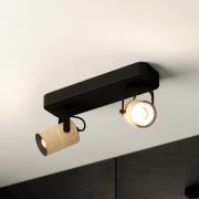 EGLO Cayuca takspotlight, svart/trädekor, två lampor