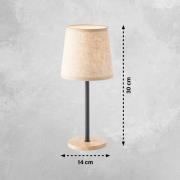FISCHER & HONSEL Bordslampa Rimini, sand/svart/ek, textil Höjd 30 cm E...