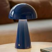 Lindby LED uppladdningsbar bordslampa Nevijo, blå, Ø20cm, USB, dimmer