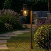 Lindby väglampa Eloretta, rost, 110 cm, stål, IP44, E27