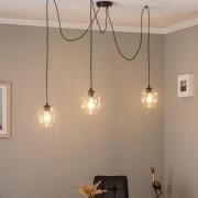 EMIBIG LIGHTING pendellampa Starla, decentral, 3 lampor, klar, glas, E...