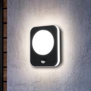 EGLO LED-utomhusvägglampa Madriz, svart, bredd 23 cm, sensor