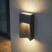 Lucande LED-utomhusvägglampa Kaholo, matt svart, CCT, IP44