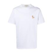 Maison Kitsuné Logobroderad T-Shirt - XS White, Herr