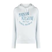 Maison Kitsuné Ljusblå Bomullssweatshirt med Logotryck Blue, Herr