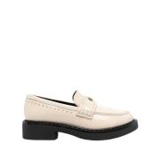 Twinset Läderloafers med Nitar White, Dam