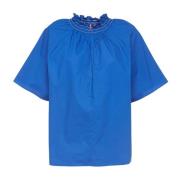 La DoubleJ Blå Holiday Skjorta med Rysch Krage Blue, Dam