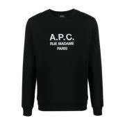 A.p.c. Svart ekologisk bomull logotyptryck tröja Black, Herr